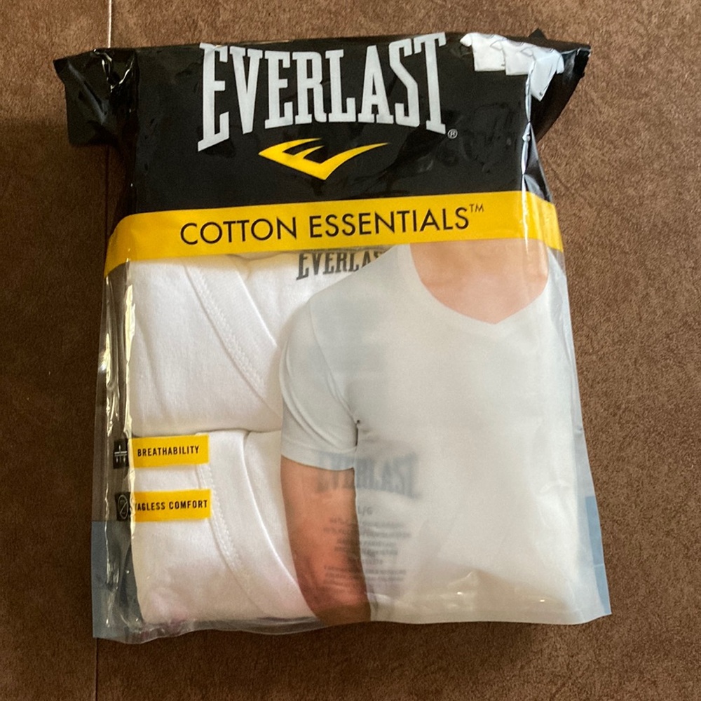 Everlast White Cotton Essentials v neck Undershirts size large set of 3 new